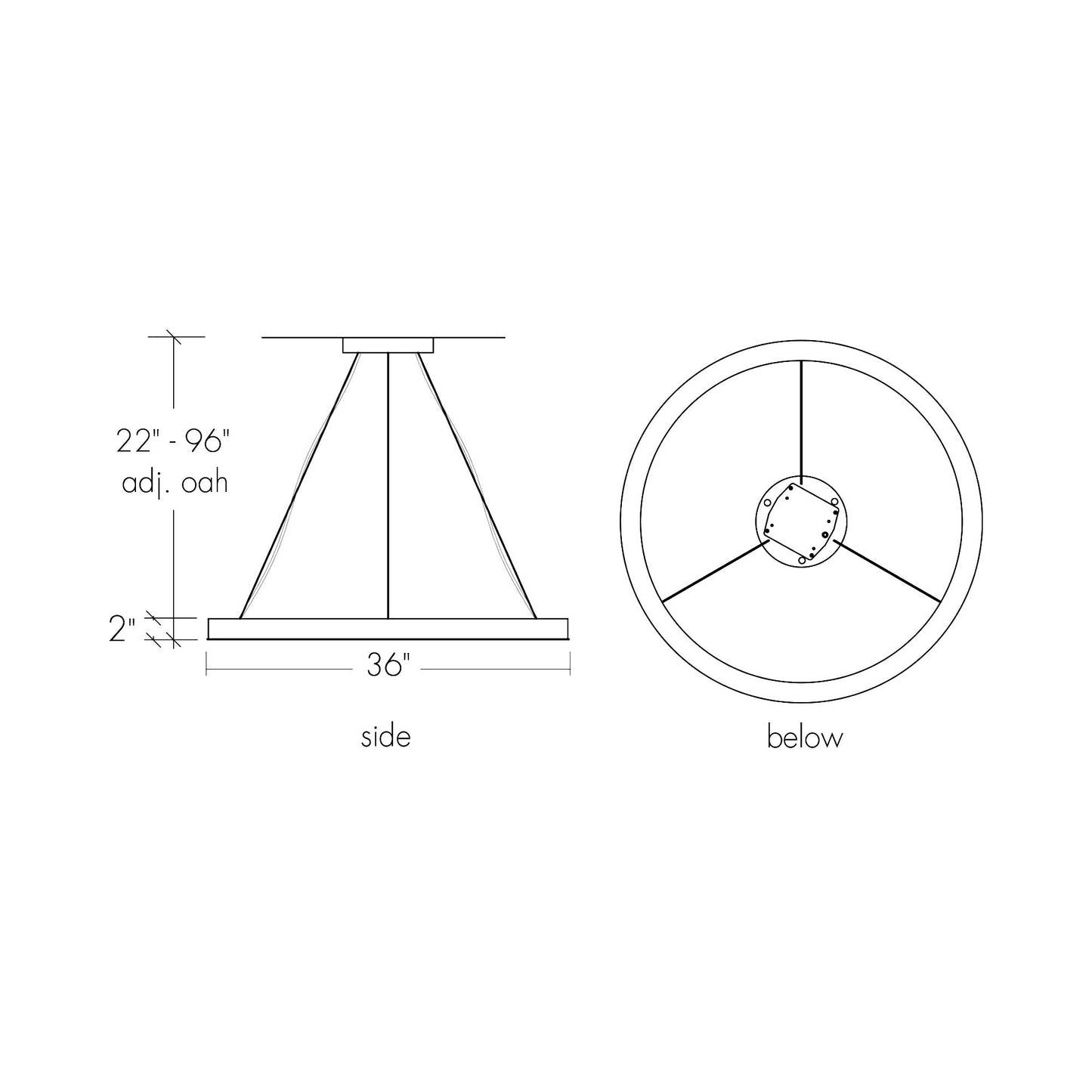 Boks LED Pendant Light - line drawing.