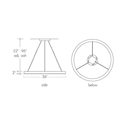 Boks LED Pendant Light - line drawing.