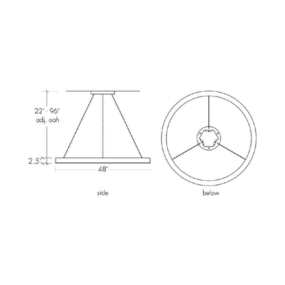 Boks LED Pendant Light - line drawing.