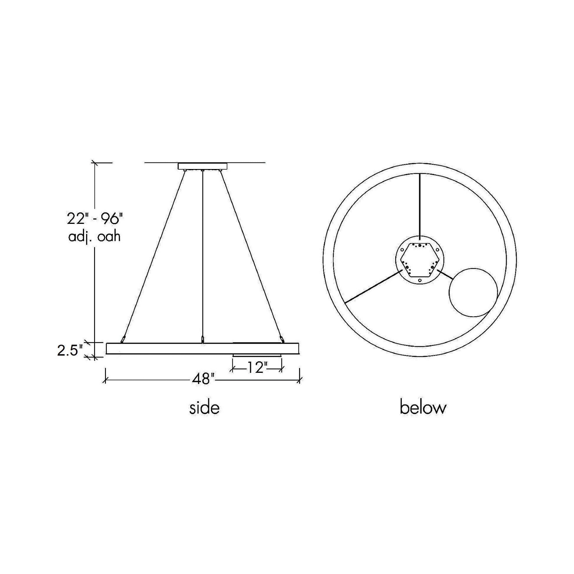 Boks Ring LED Pendant Light - line drawing.