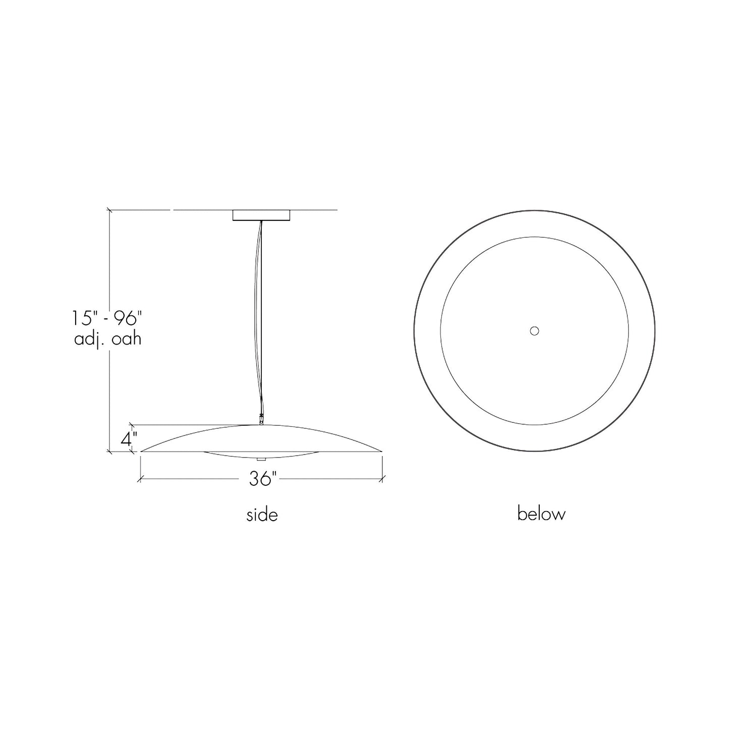 Cirrus LED Pendant Light - line drawing.