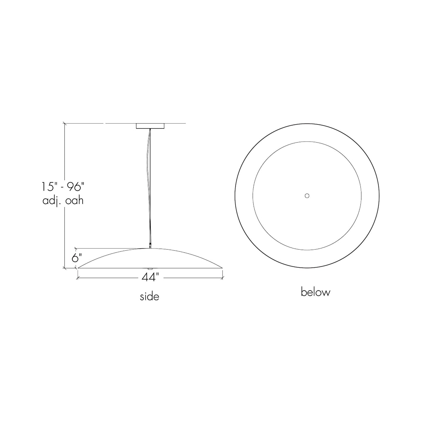 Cirrus LED Pendant Light - line drawing.