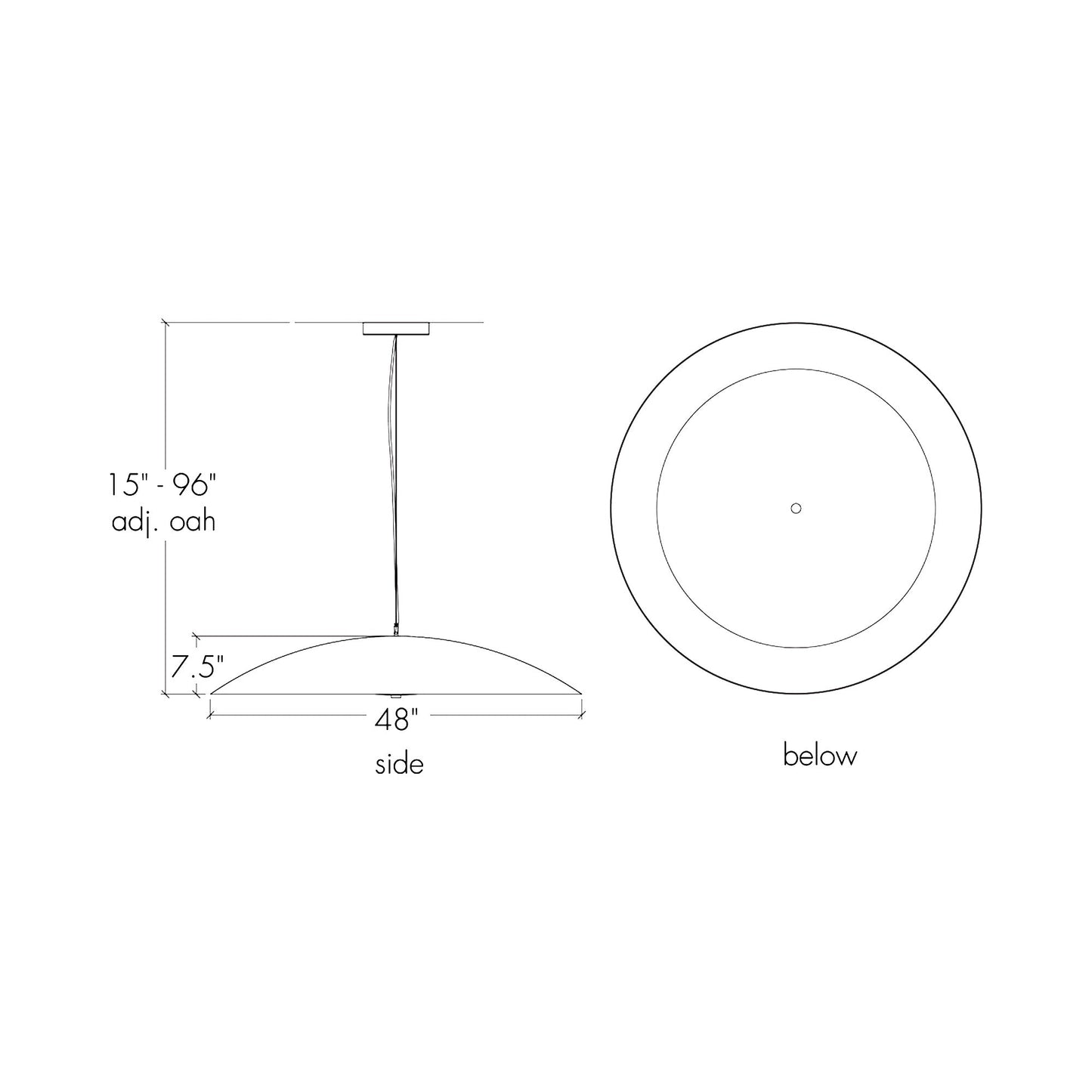 Cirrus LED Pendant Light - line drawing.
