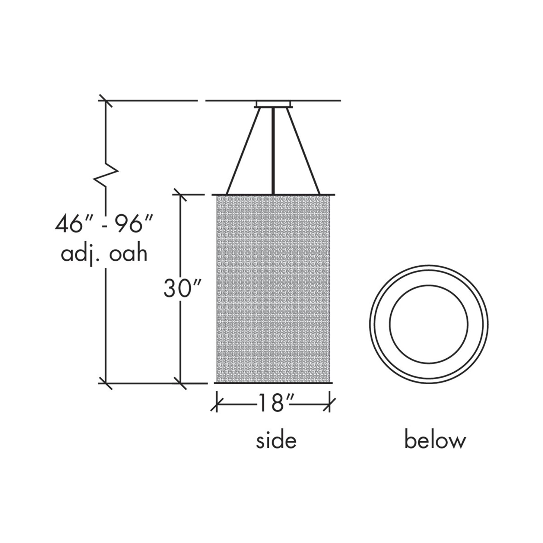 Clarus LED Pendant Light - line drawing.