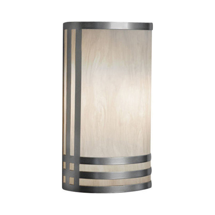Classics Outdoor Wall Light in Satin Pewter/Faux Alabaster.