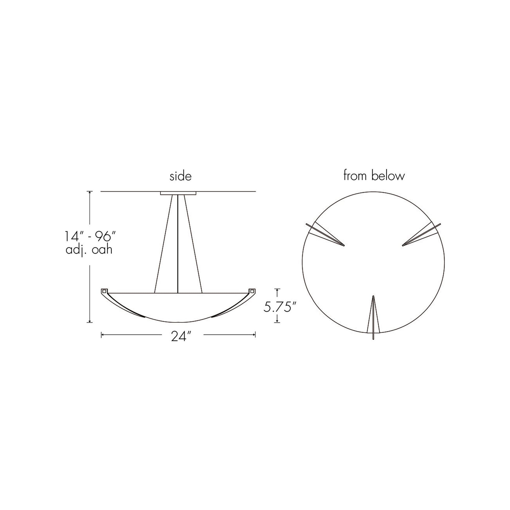 Compass LED Pendant Light - line drawing.