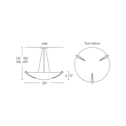 Compass LED Pendant Light - line drawing.