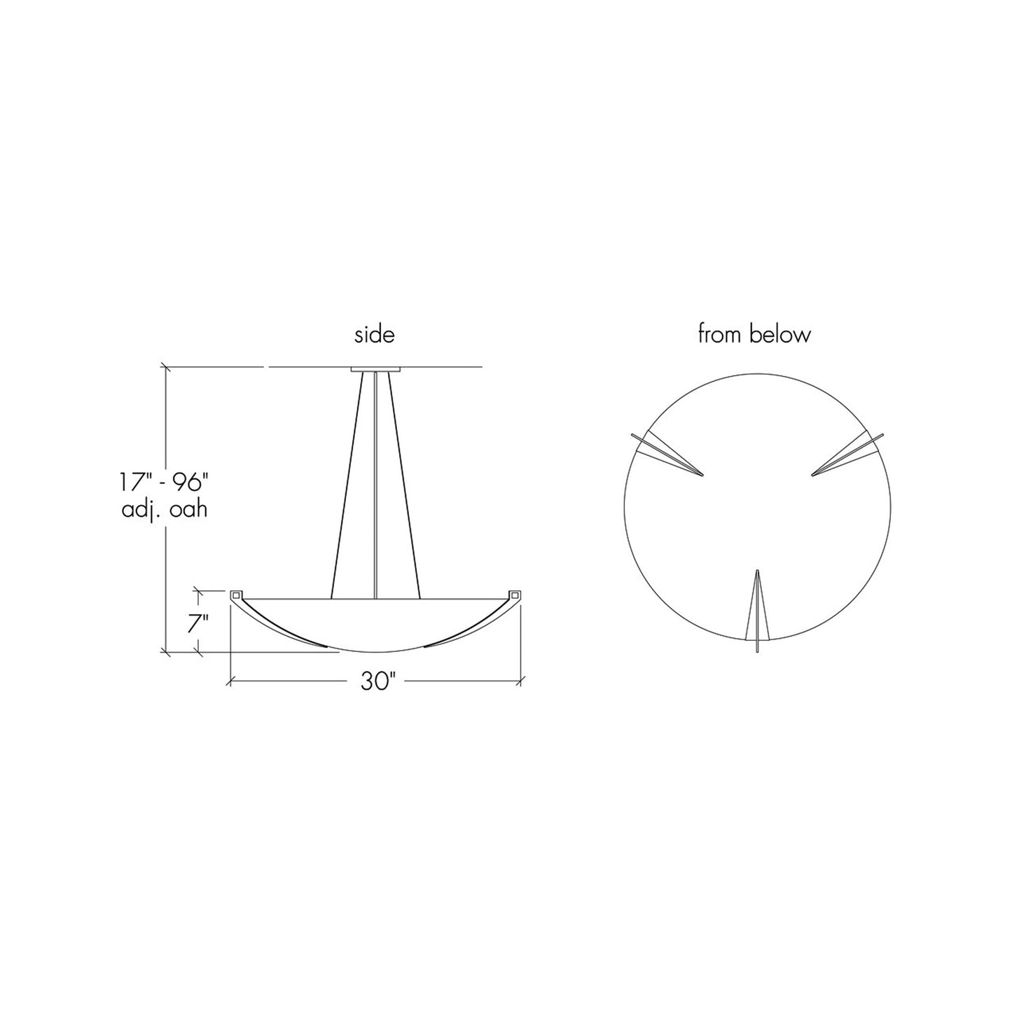 Compass LED Pendant Light - line drawing.