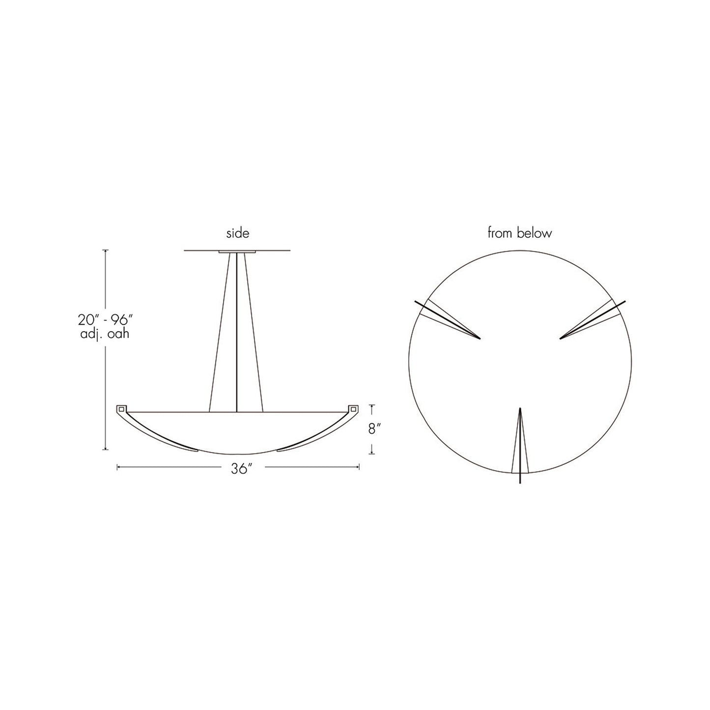 Compass LED Pendant Light - line drawing.