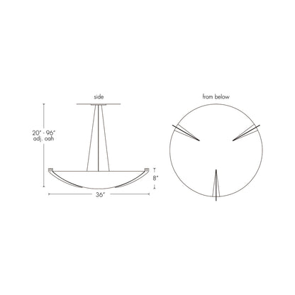 Compass LED Pendant Light - line drawing.