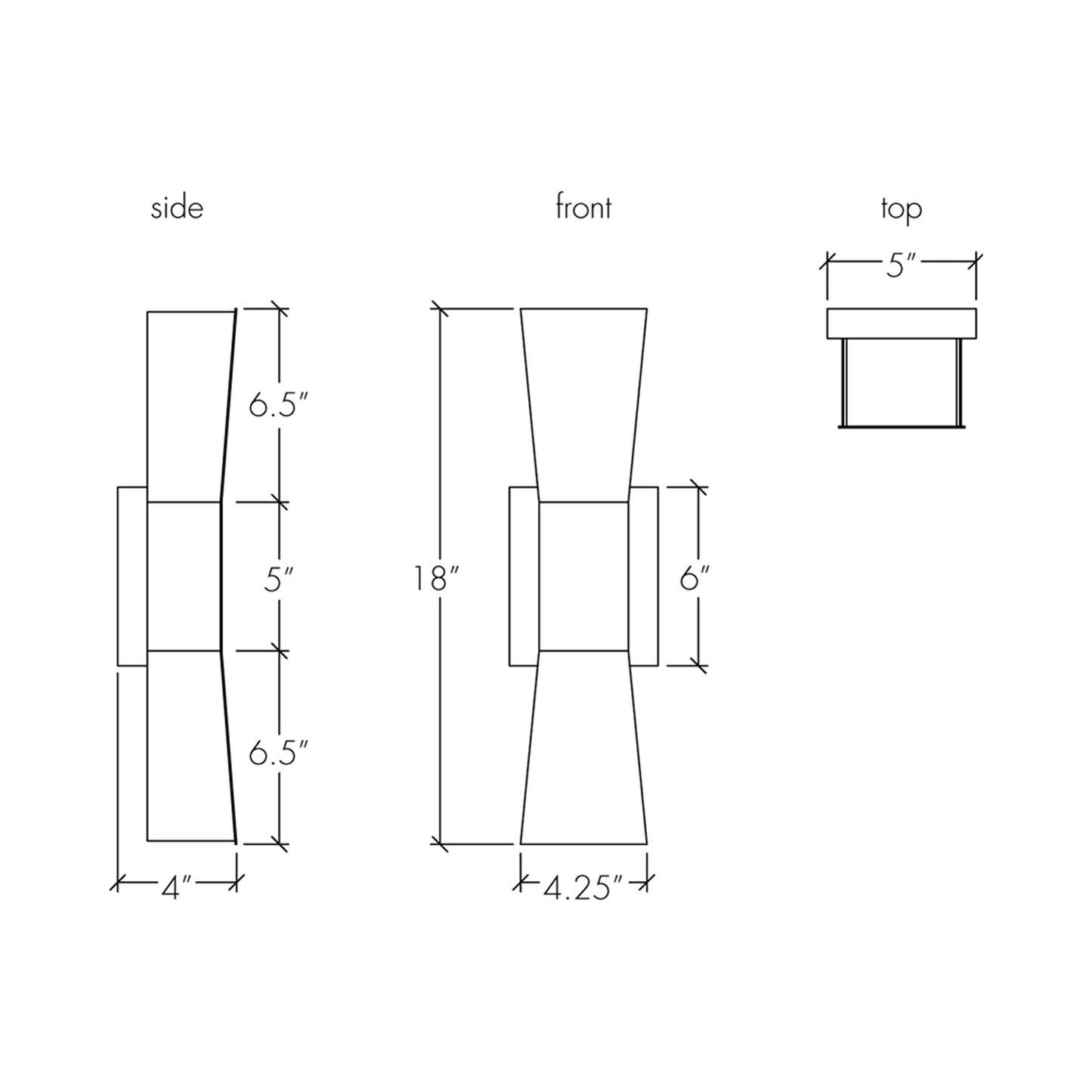 Cylo Banded LED Wall Light - line drawing.