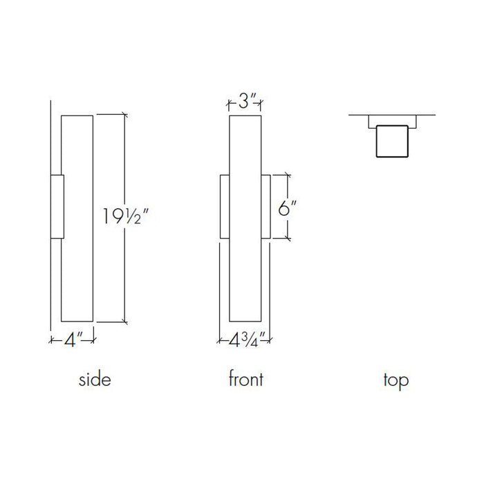 Cylo Square LED Wall Light - line drawing.