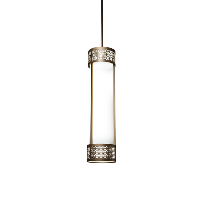 Duo Cylindrical LED Pendant Light in Angles/Empire Bronze.