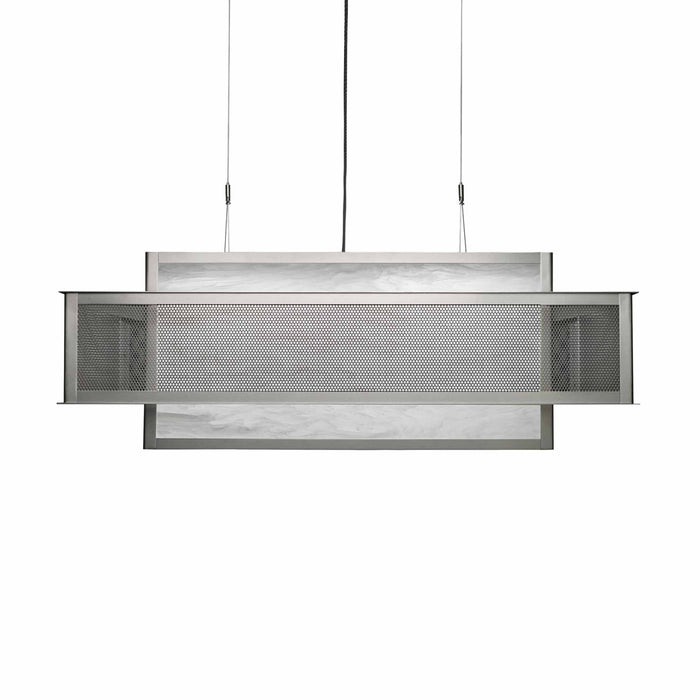 Duo LED Linear Pendant Light in Satin Pewter.