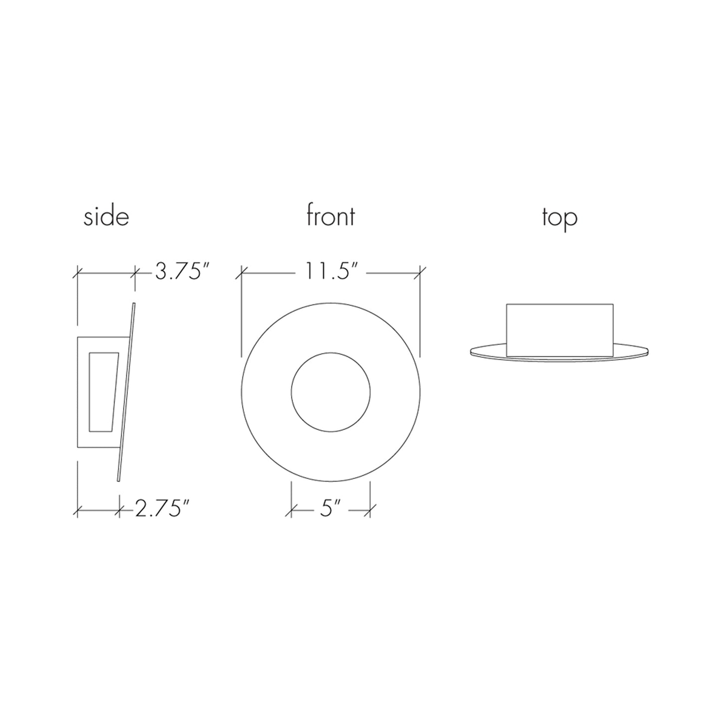 Eo Round LED Wall Light - line drawing.