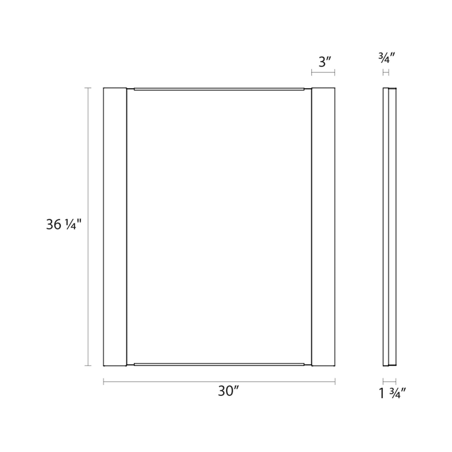 Vanity™ Vertical LED Mirror - line drawing.