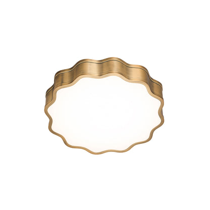 Vaughn LED Flush Mount Ceiling Light in Aged Brass.