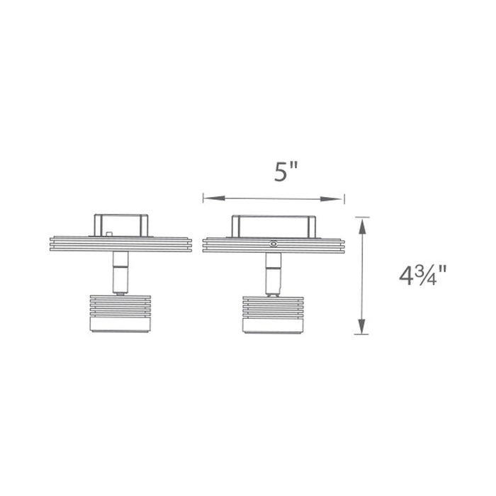 Vector Monopoint LED Ceiling / Wall Light - line drawing.
