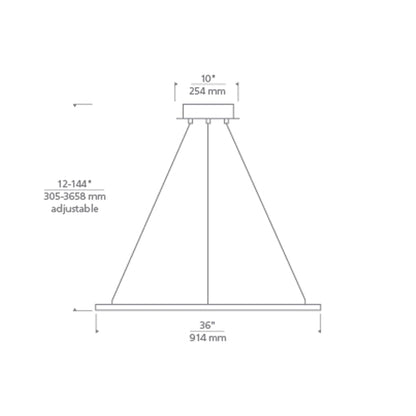Vellavi LED Chandelier - line drawing.
