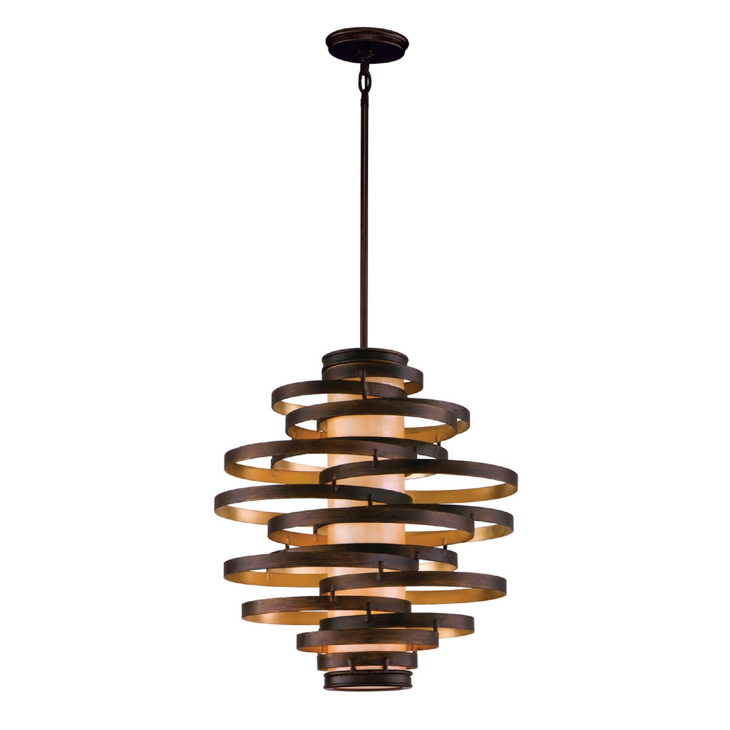 Vertigo Pendant Light in Bronze/Gold Leaf (3-Light).