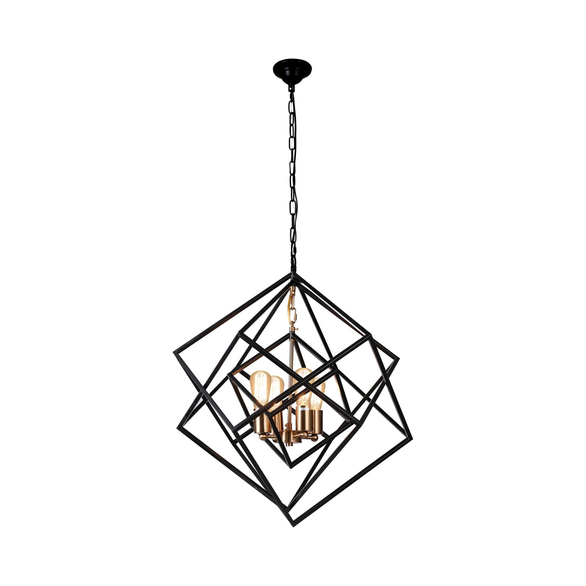 C1070 Chandelier in Aged Brass/Black (4-Light).