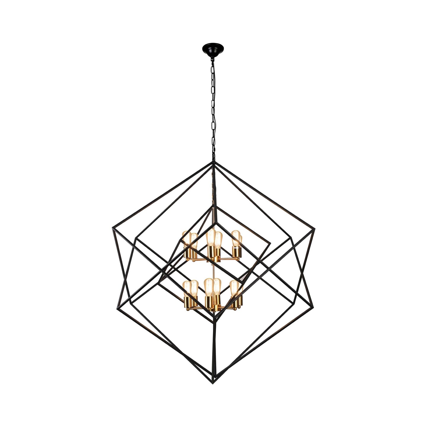 C1070 Chandelier inAged Brass/Black (12-Light).