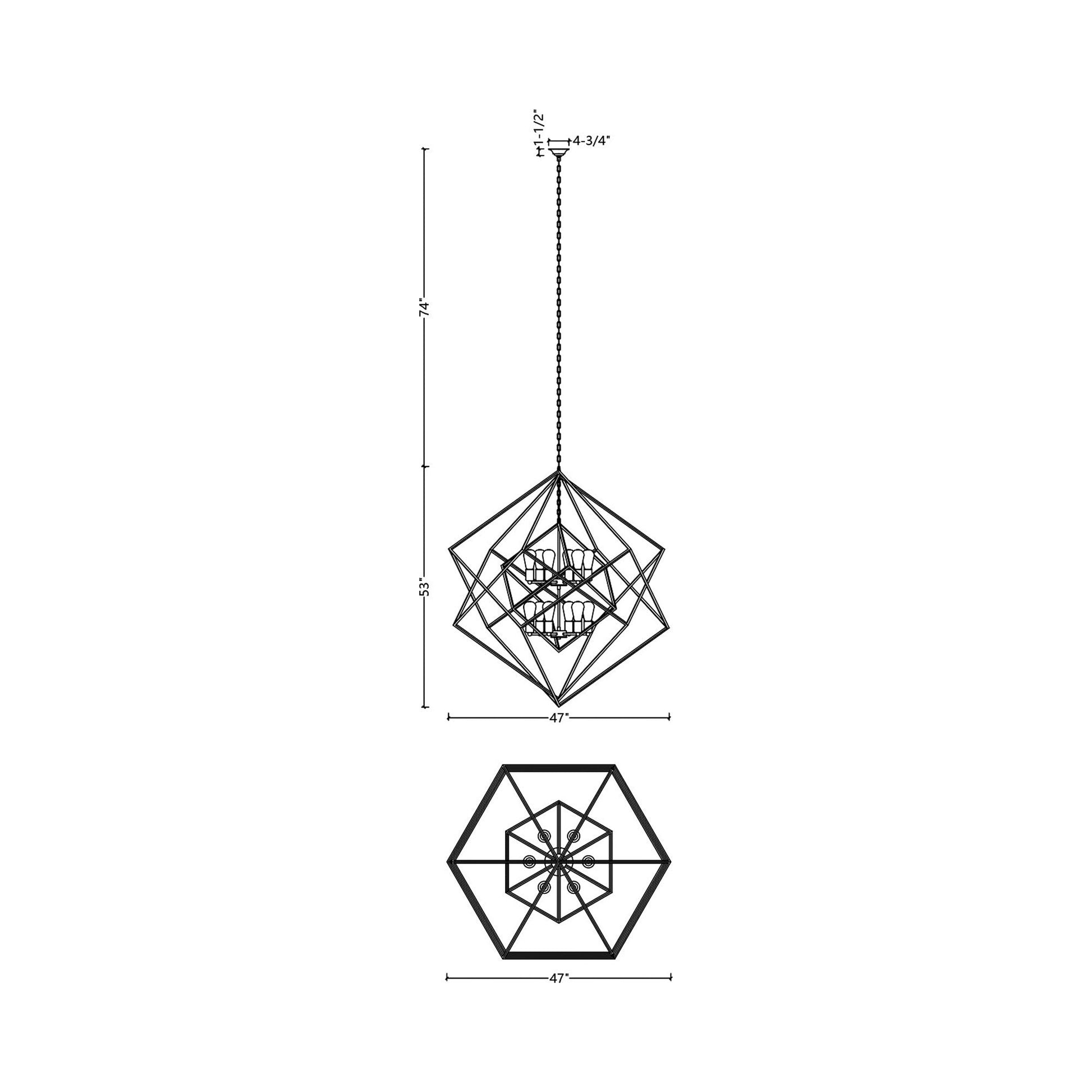 C1070 Chandelier - line drawing.