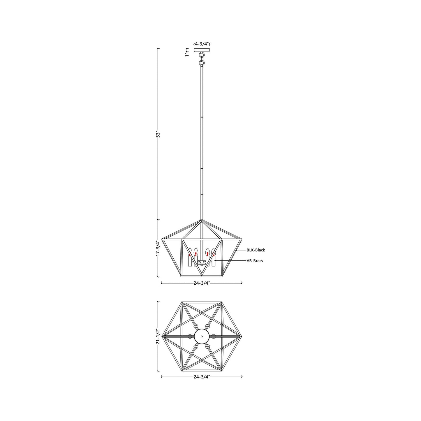 C1105 Chandelier - line drawing.