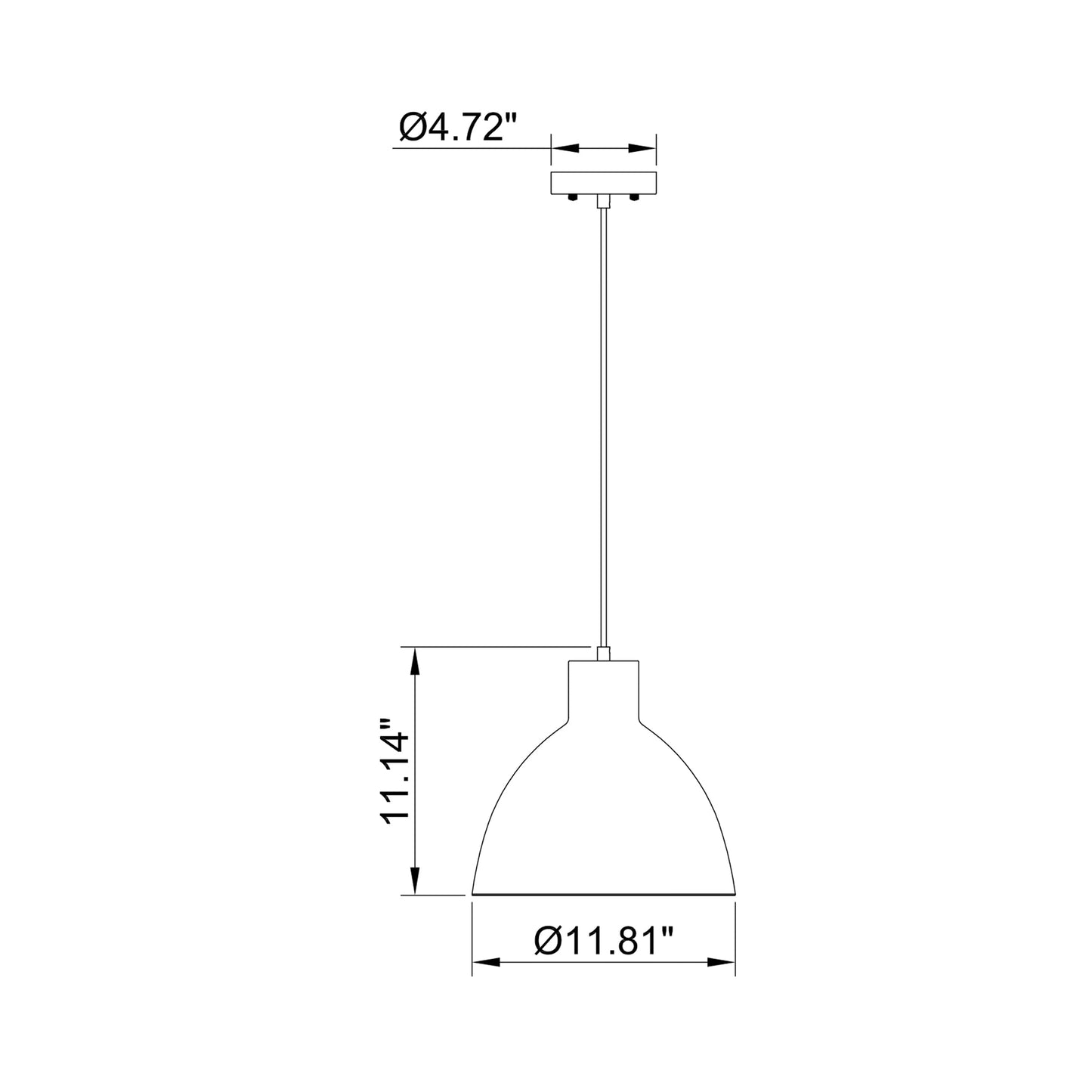 P1403 Pendant Light - line drawing.