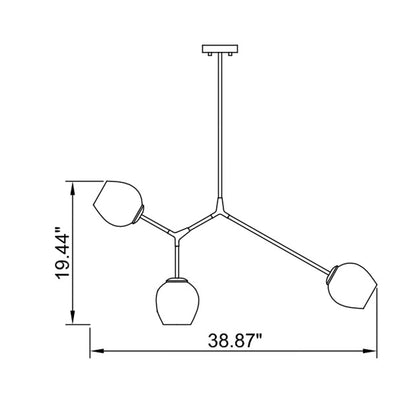 P2069 Linear Pendant Light - line drawing.