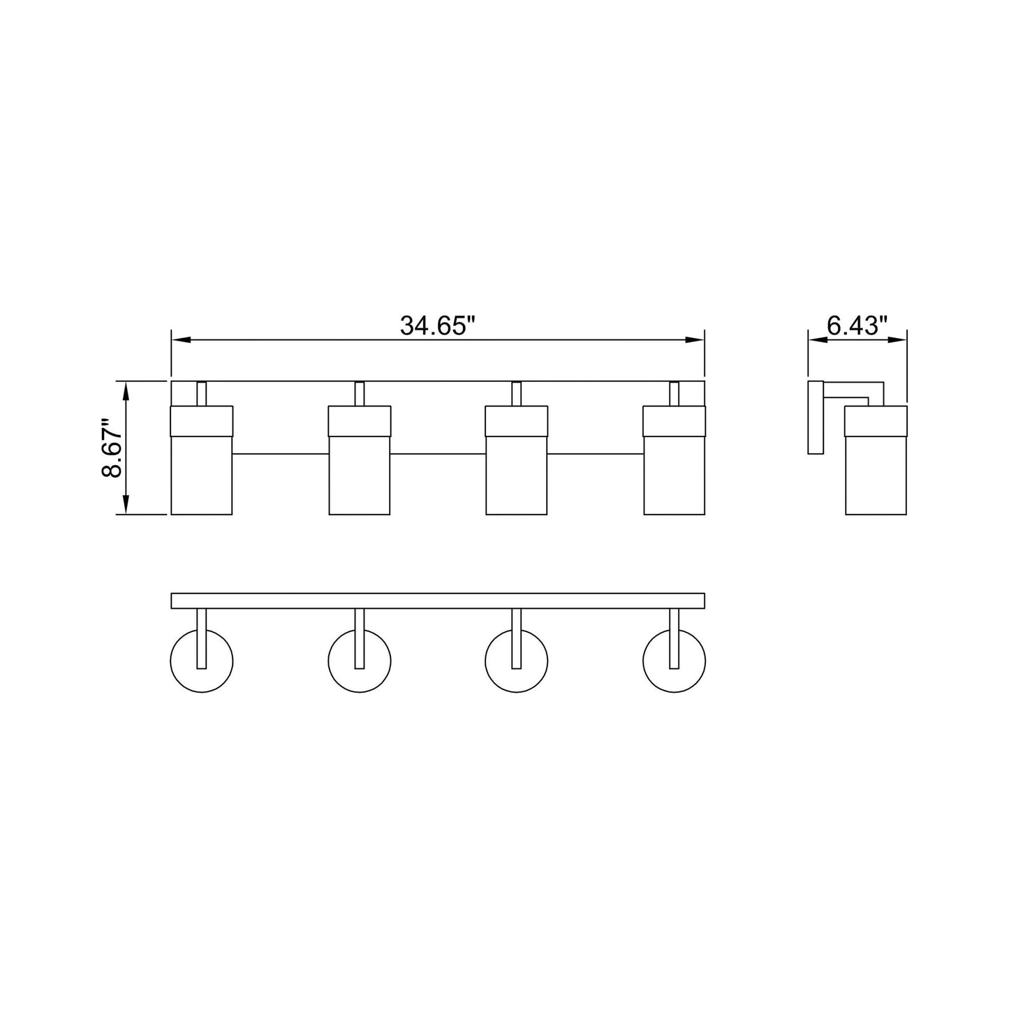 VL705 Vanity Wall Light - line drawing.