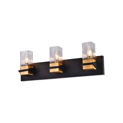 VL9323 Vanity Wall Light in Aged Brass/Black (3-Light).