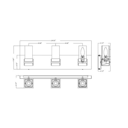 VL9323 Vanity Wall Light - line drawing.