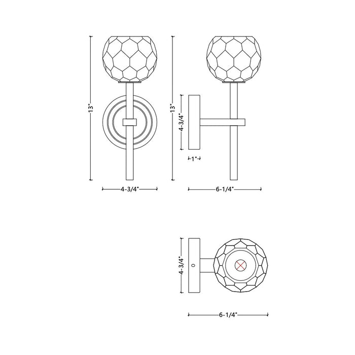 WS1107 Wall Light - line drawing.