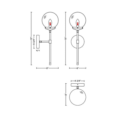 WS1110 Wall Light - line drawing.