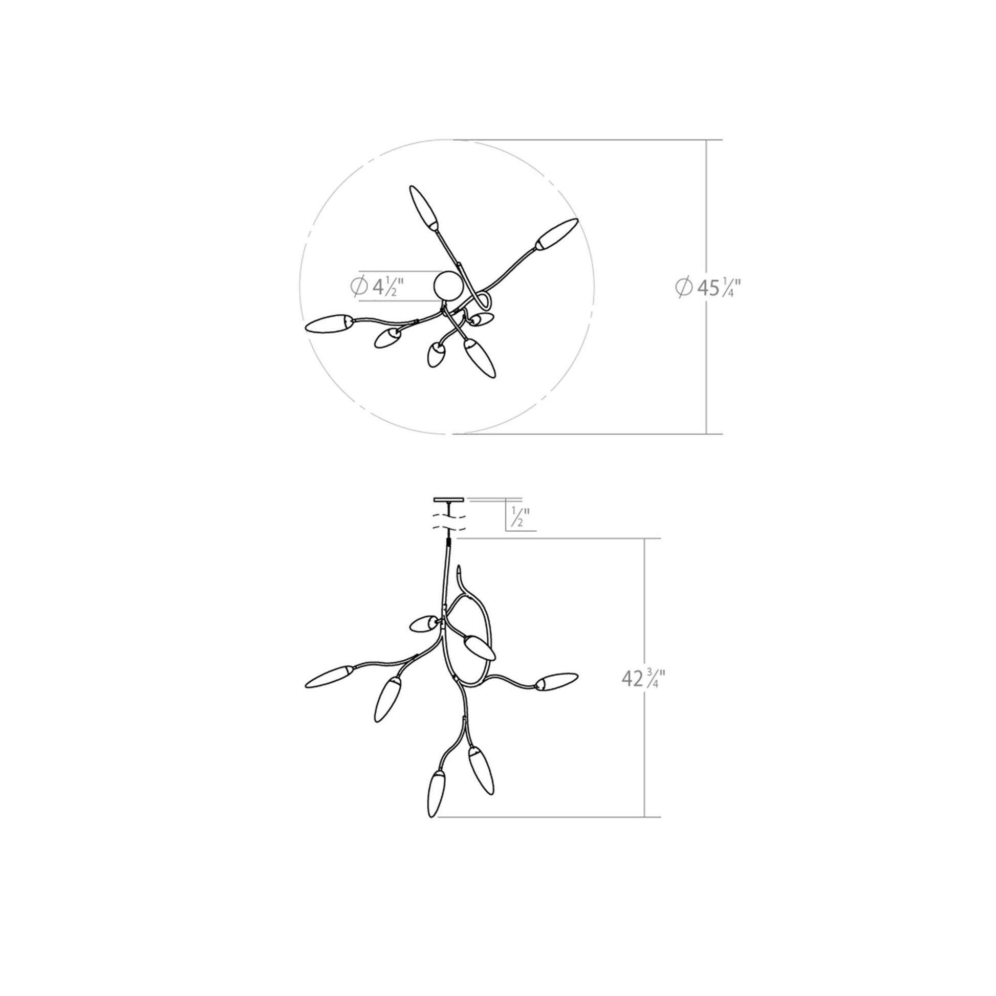 Vines™ LED Pendant Light - line drawing.