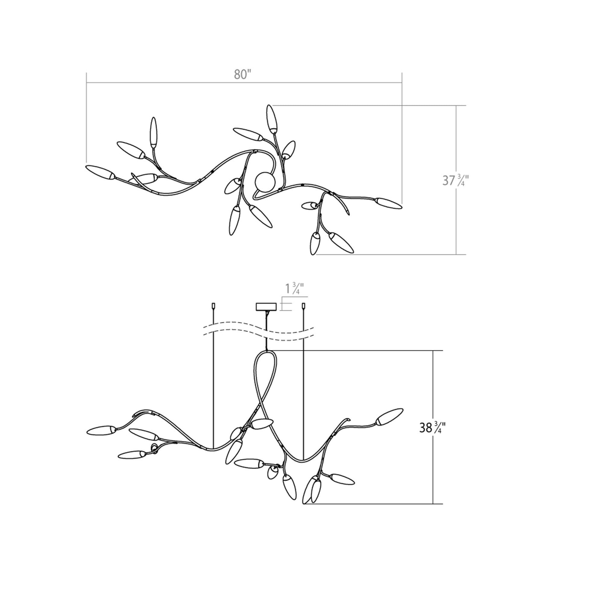 Vines™ LED Pendant Light - line drawing.