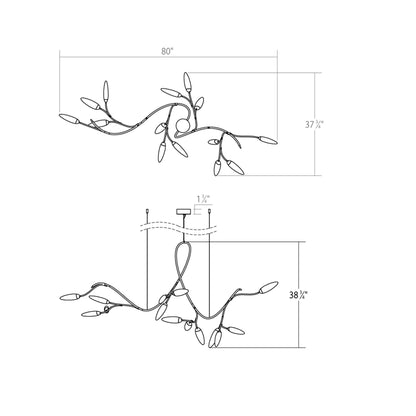 Vines™ LED Pendant Light - line drawing.