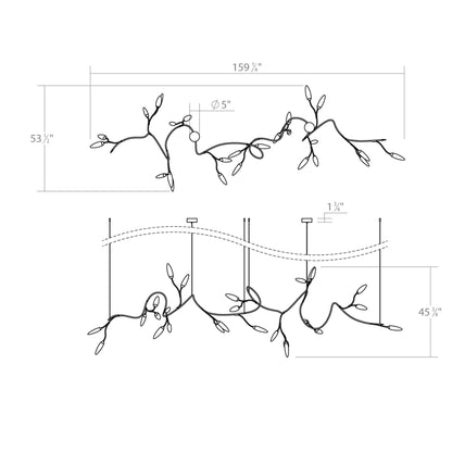 Vines™ LED Pendant Light - line drawing.