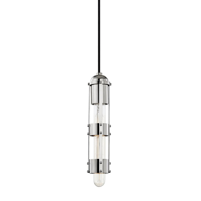 Violet Tall Pendant Light in Polished Nickel.