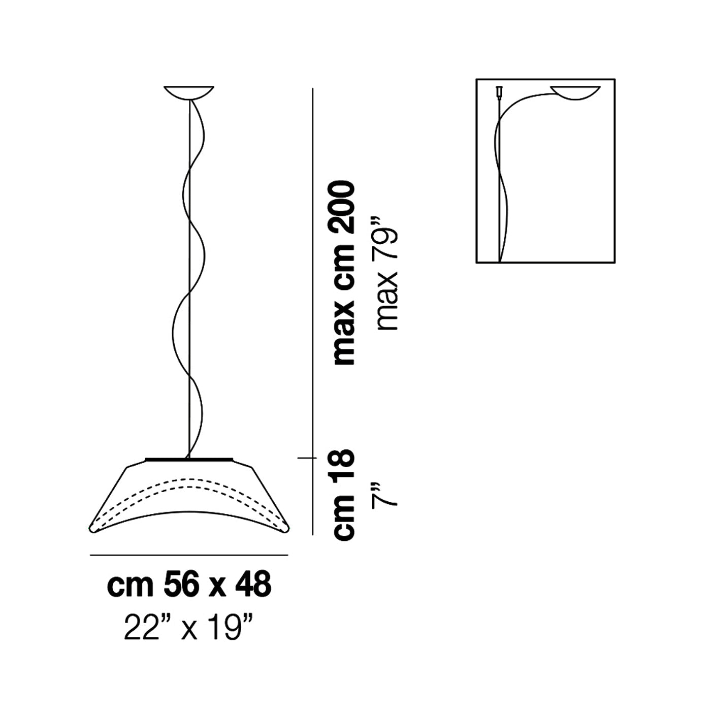 Balance Pendant Light - line drawing.