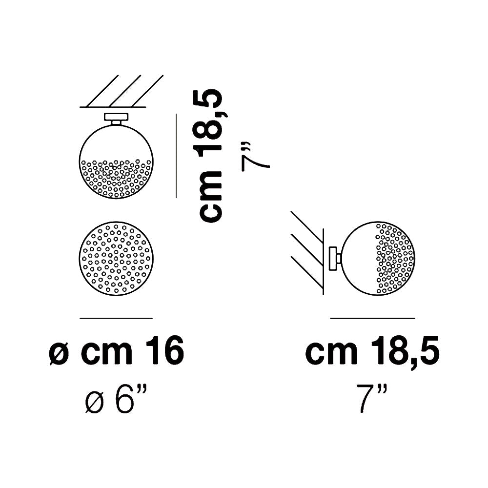 Bolle Semi Flush Mount Ceiling Light - line drawing.