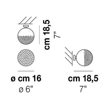 Bolle Semi Flush Mount Ceiling Light - line drawing.