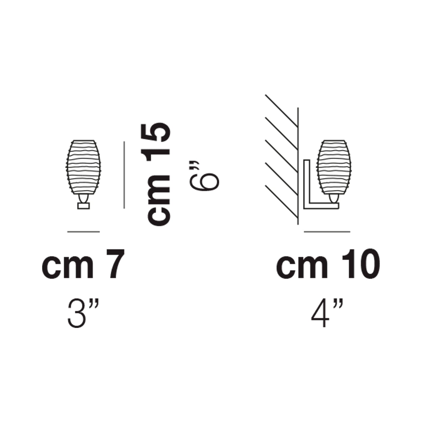 Damasco Wall Light - line drawing.