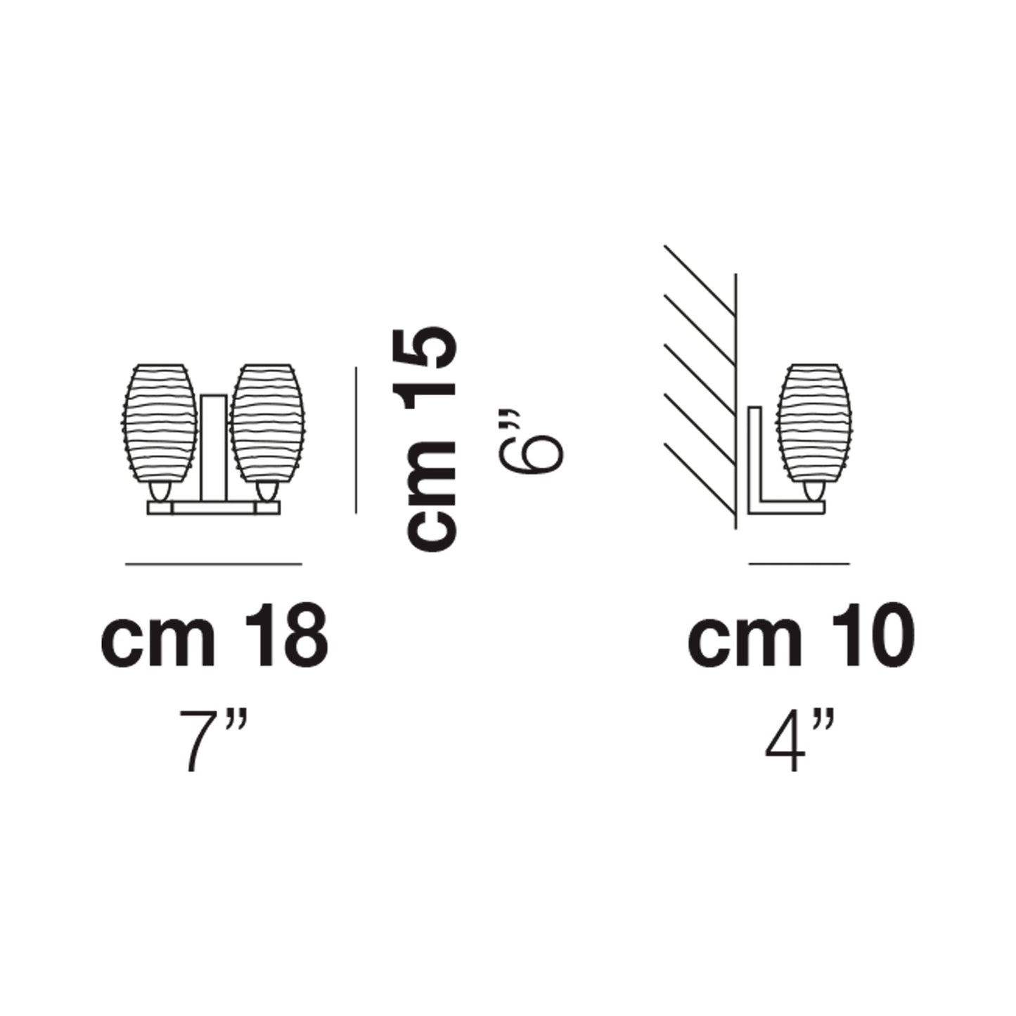 Damasco Wall Light - line drawing.