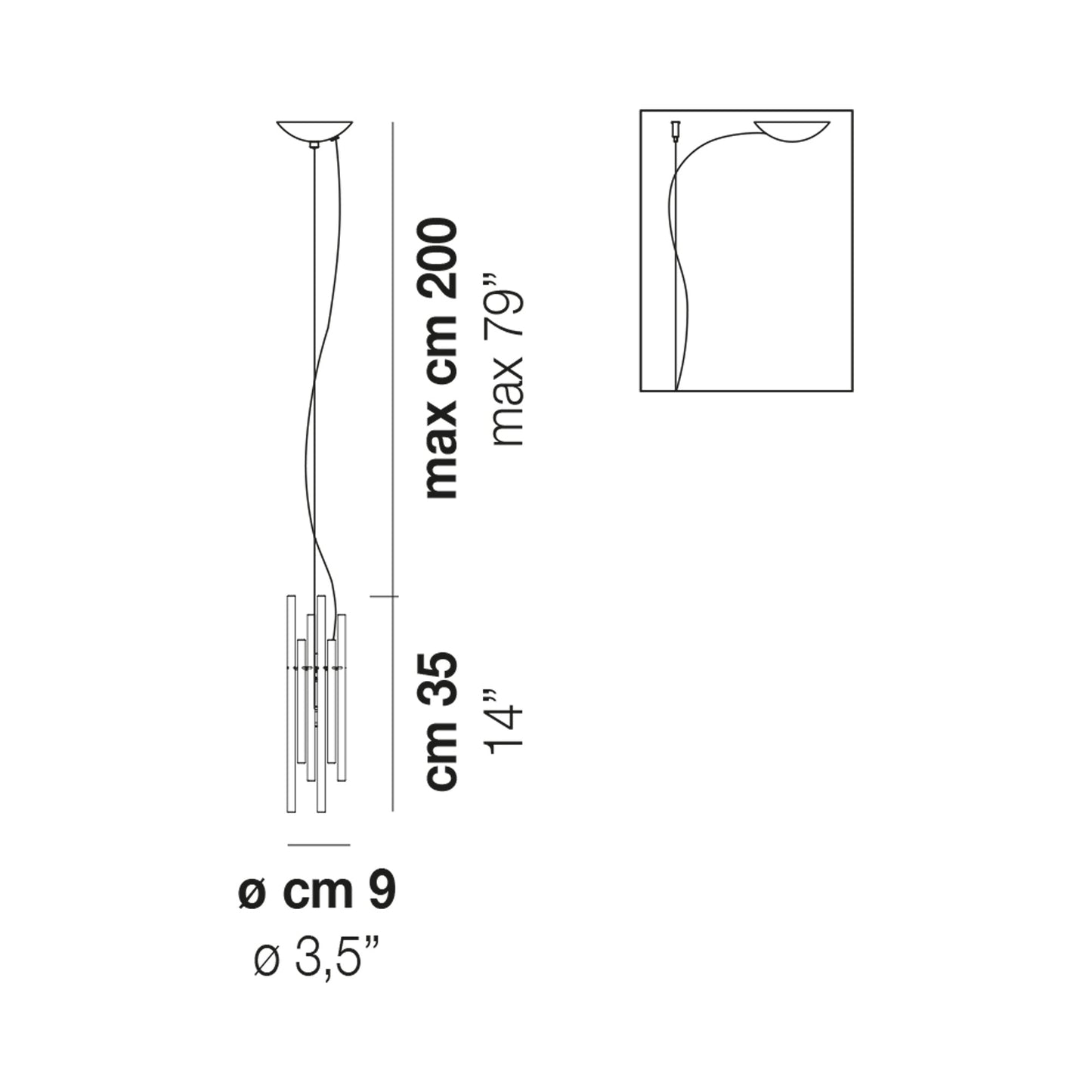 Diadema Pendant Light - line drawing.