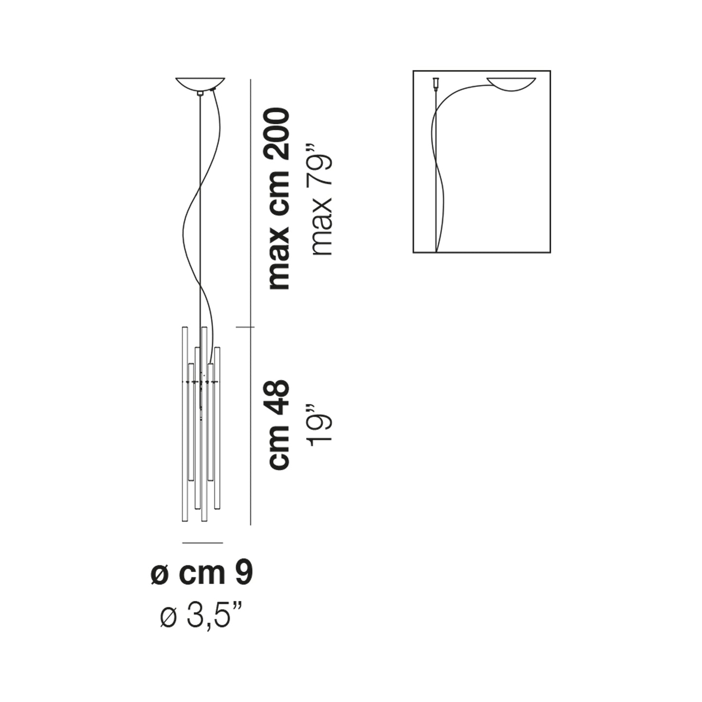 Diadema Pendant Light - line drawing.