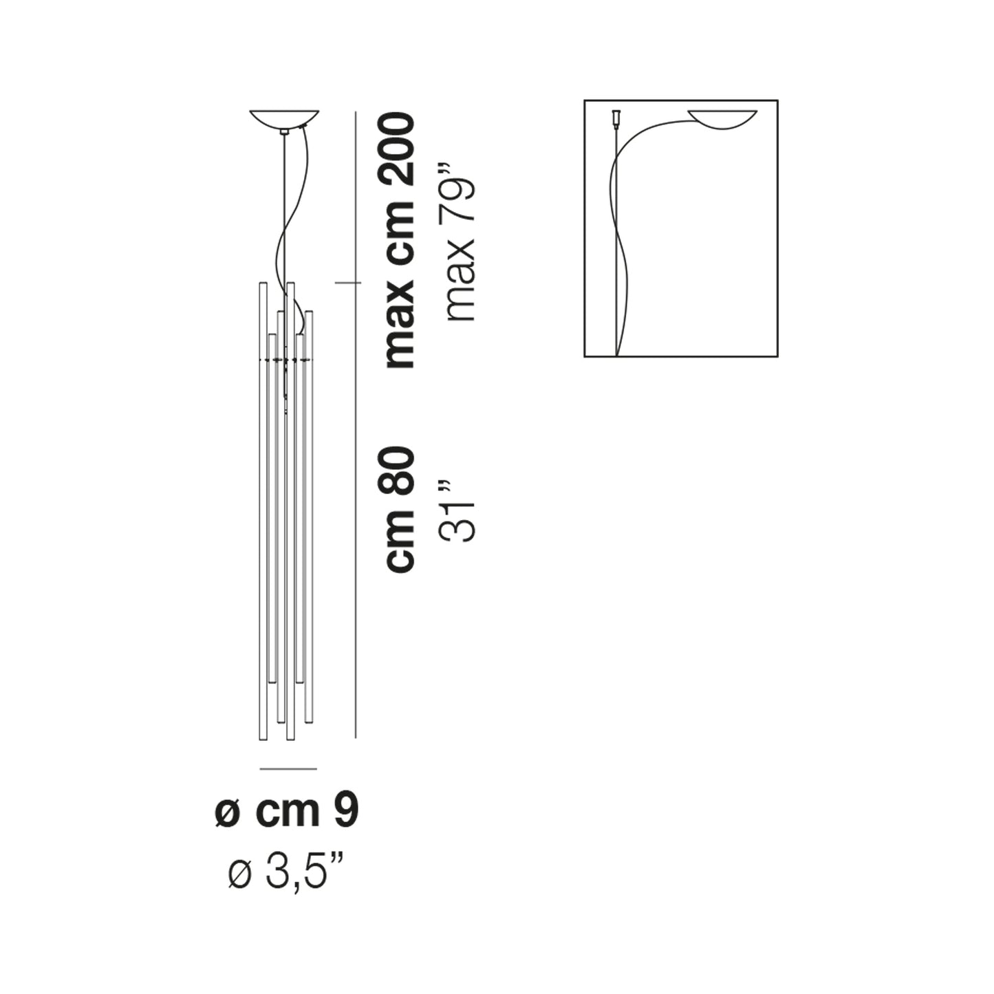 Diadema Pendant Light - line drawing.