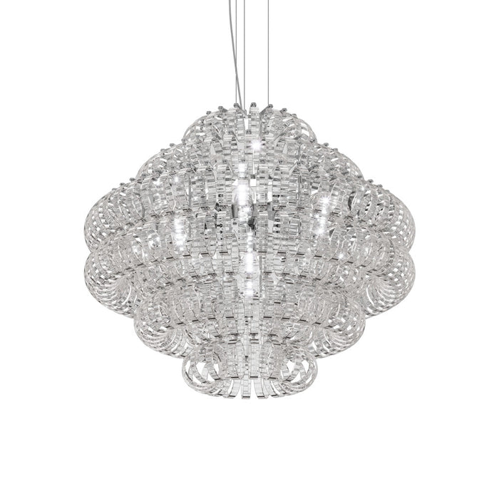 Ecos Chandelier in Glossy Chrome/Crystal Striped (Large).