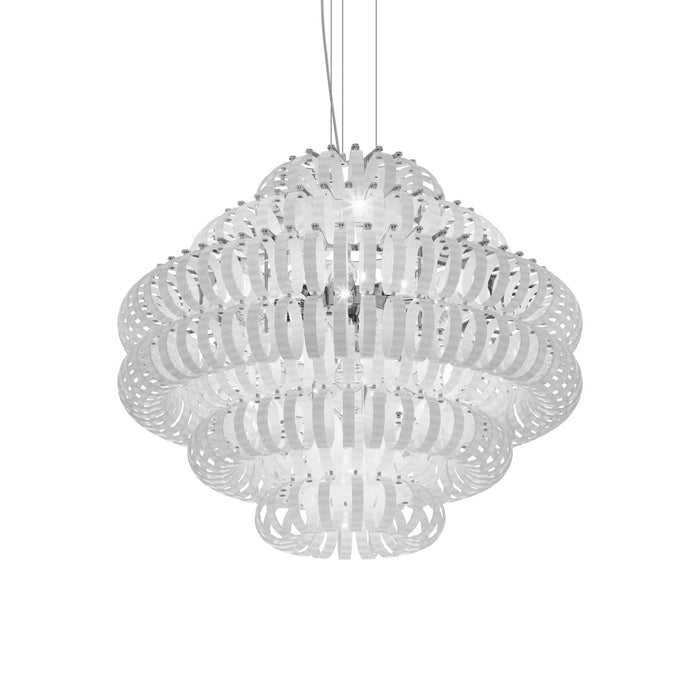 Ecos Chandelier in Glossy Chrome/White Striped (Large).